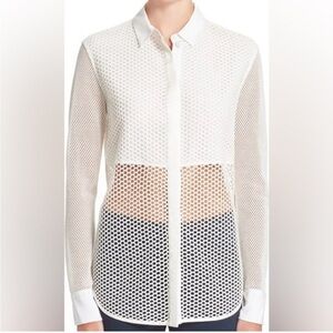 Rag & Bone Cream Mesh Button-Up Shirt